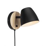 Nordlux Theo Wall Light Metal and Wood Black | Suitable for GU10