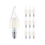 Multipack 10x Philips Corepro LED Candle E14 Bent-tip Filament Clear 2W 250lm - 827 Extra Warm White | Replaces 25W
