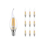 Multipack 10x Noxion Lucent LED E14 Bent-tip Candle Filament Clear 4.5W 470lm - 827 Extra Warm White | Dimmable - Replaces 40W