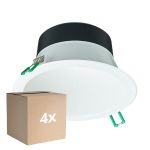 Multipack 4x Philips LED Downlight Coreline DN142B Aluminium White 9.8W 1200lm 60D - 840 Cool White | Cutout 155mm - IP20 - White Reflector