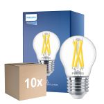 Multipack 10x Philips MASTER LED E27 Ball Filament Clear 3.5W 470lm - 922-927 Dim To Warm | Best Colour Rendering - Dimmable - Replaces 40W