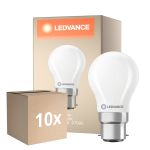 Multipack 10x Ledvance Classic LED B22 Pear Frosted 3.4W 470lm - 827 Extra Warm White | Dimmable - Replaces 40W