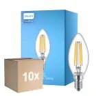 Multipack 10x Philips Corepro LED Candle E14 Filament Clear 6.5W 806lm - 827 Extra Warm White | Replaces 60W