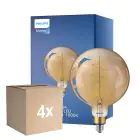 Multipack 4x Philips Classic LED Globe E27 200mm Filament Gold 7W 470lm - 818 Extra Warm White | Dimmable - Replaces 40W