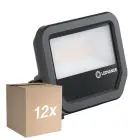 Multipack 12x Ledvance LED Floodlight Aluminium Black 17W 2400lm 100D - 865 Daylight | IP66 - Symmetrical
