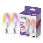 Duopack 2x WiZ Smart LED E14 Candle Frosted 5W 470lm | Best Colour Rendering - Dimmable - Replaces 40W