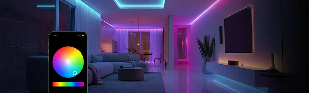 Man installing LED strip